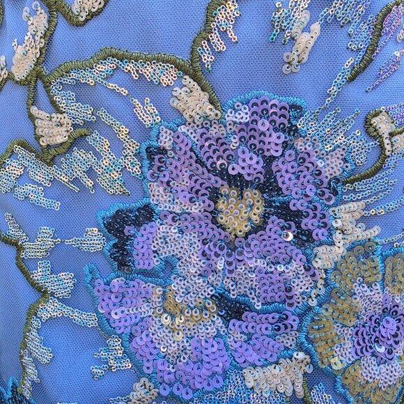 NWT $298 DRESS THE POPULATION NICOLE DRESS IN SKY BLUE MULTI SIZE S - Picture 4 of 9